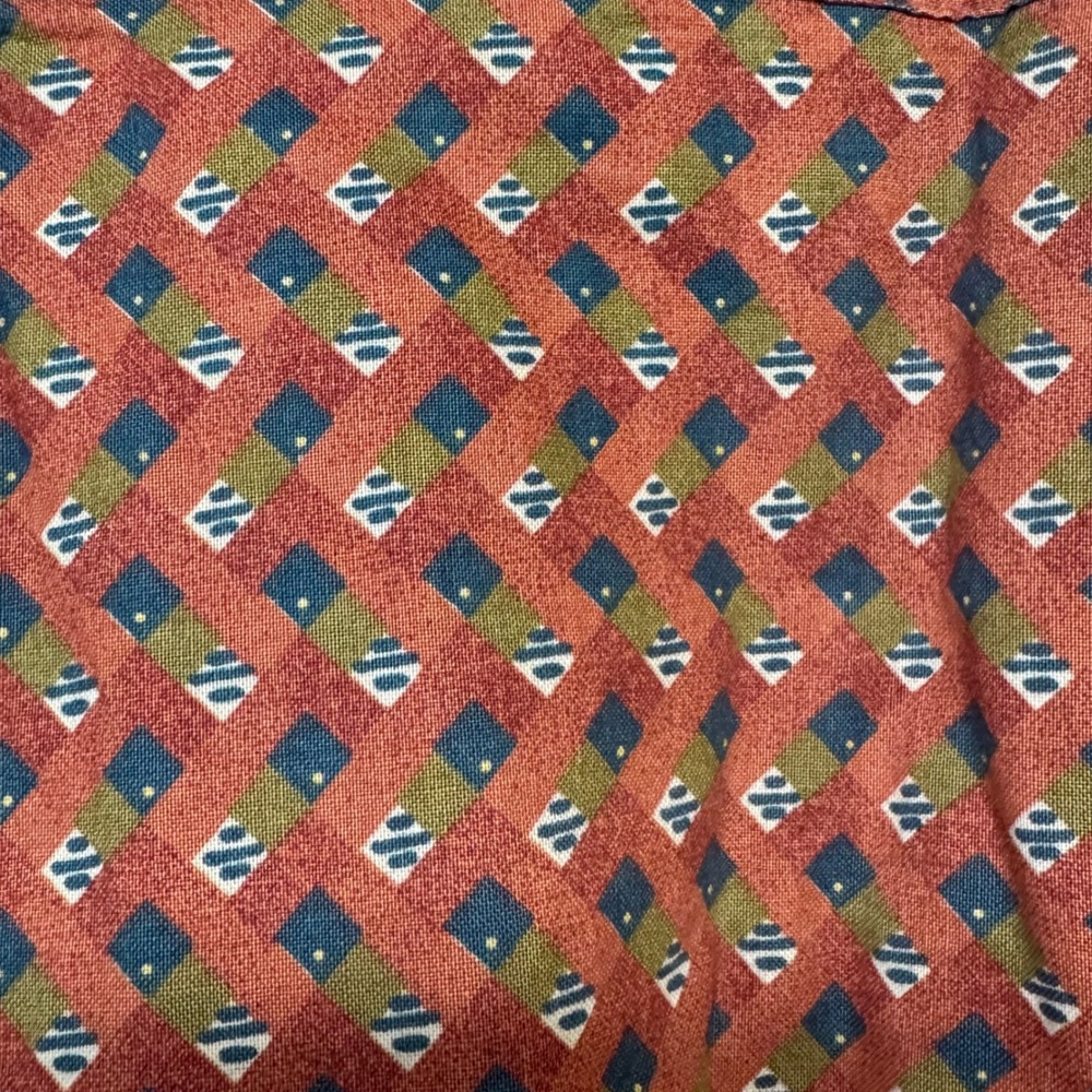 Vtg NOS Bugle Boy Mens 90s Geometric Print Short Sleeve Shirt Sz Large Boxy Red - Picture 6 of 8